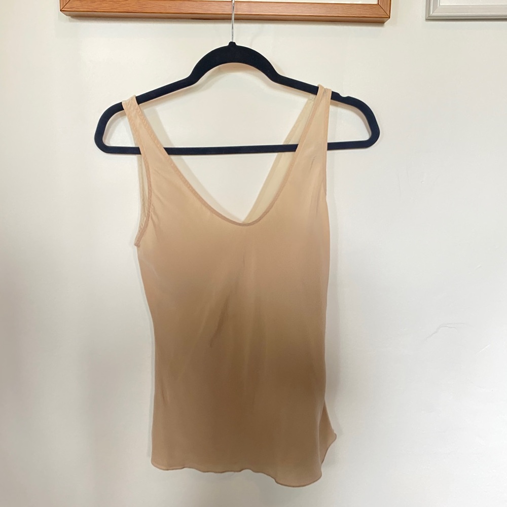 Aritzia Two tone nude silk camisole tank